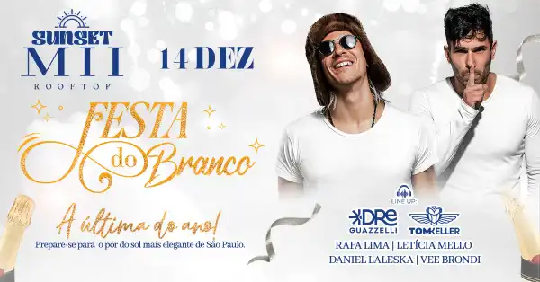 Festa do Branco da SUNSET MII ROOFTOP promete encerrar o ano com música, pôr do sol e experiência gastronômica em São Paulo
