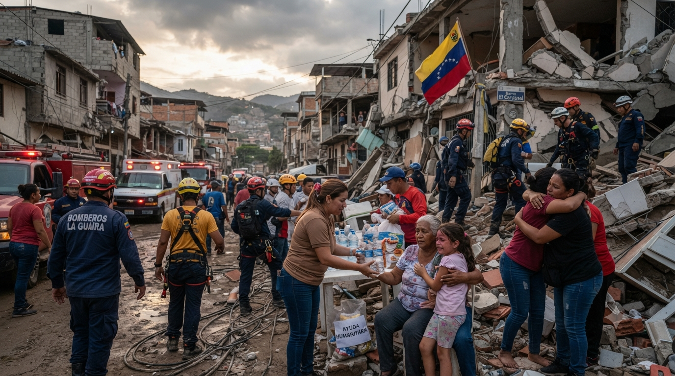 Terremoto na Venezuela mobiliza ajuda humanitária internacional enquanto milhares de famílias aguardam socorro